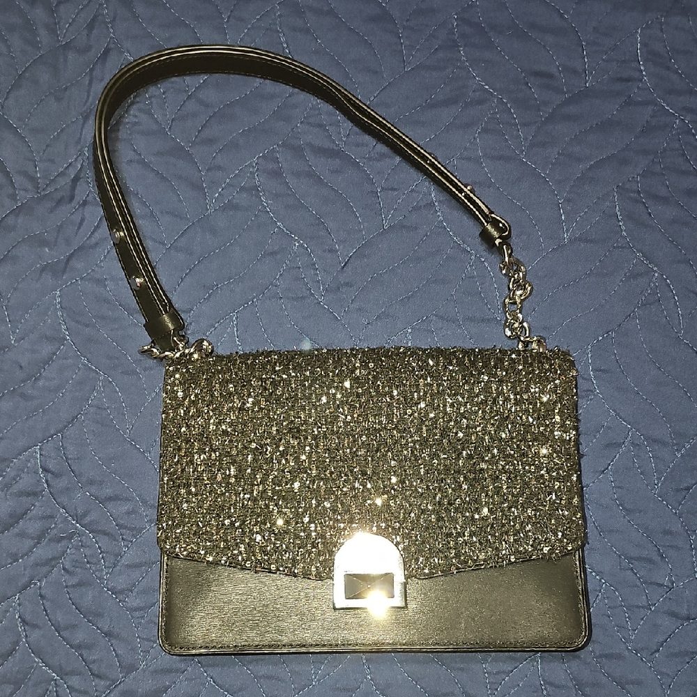 Kate Spade Neve Chic Convertible Black & Silver Shoulder Bag Excellent Condition
